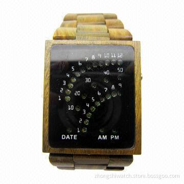 Natural Wood Wooden Watch, Wood Unisex Jupiter Brown, Japan Seiko Movement